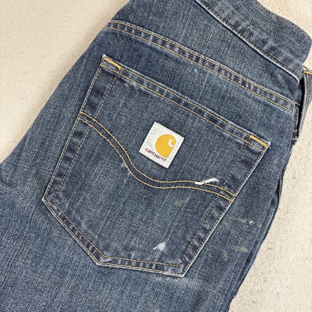 Carhartt Mens Fleece Lined Denim Work Pants Jeans 31x30 Relaxed Fit - NOTES